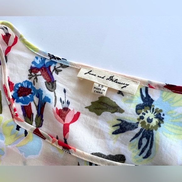 Jane & Delancey Boho Cream Floral 3/4 Bell Sleeve Blouse Size XS - Picture 5 of 13